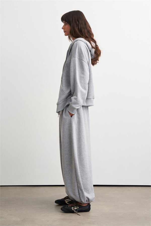 Judy Fermuarlı Kapüşonlu Sweatshirt Gri