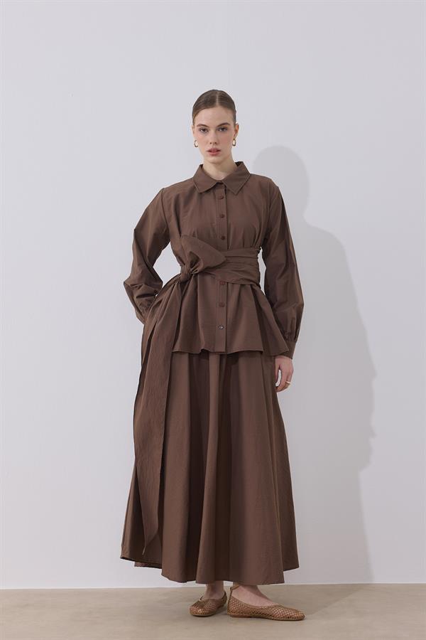 Clara Kuşaklı Takım Kahve