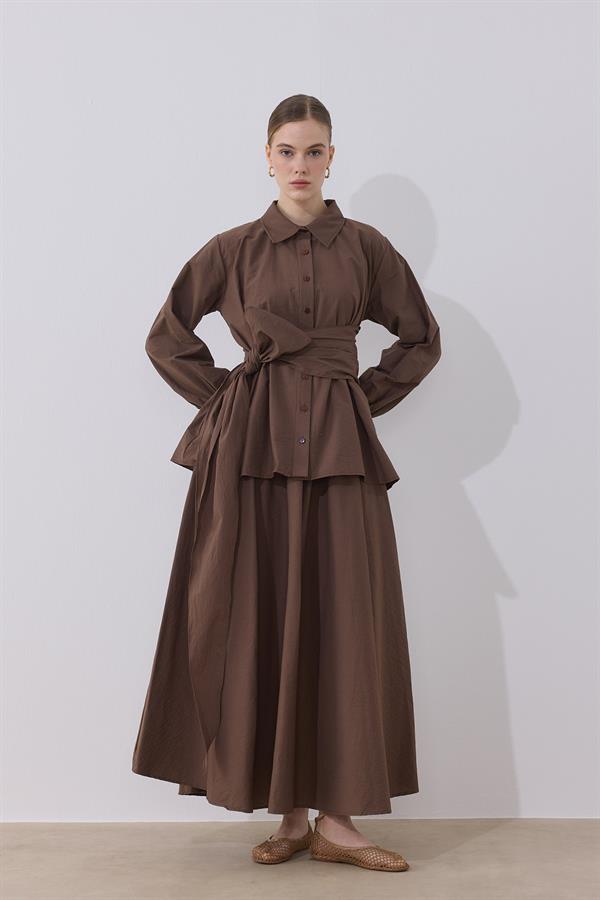 Clara Kuşaklı Takım Kahve