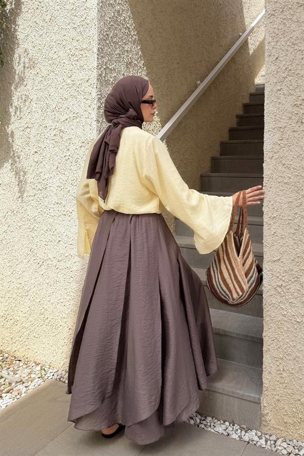 Kahve Cosey Asimetrik Etek 