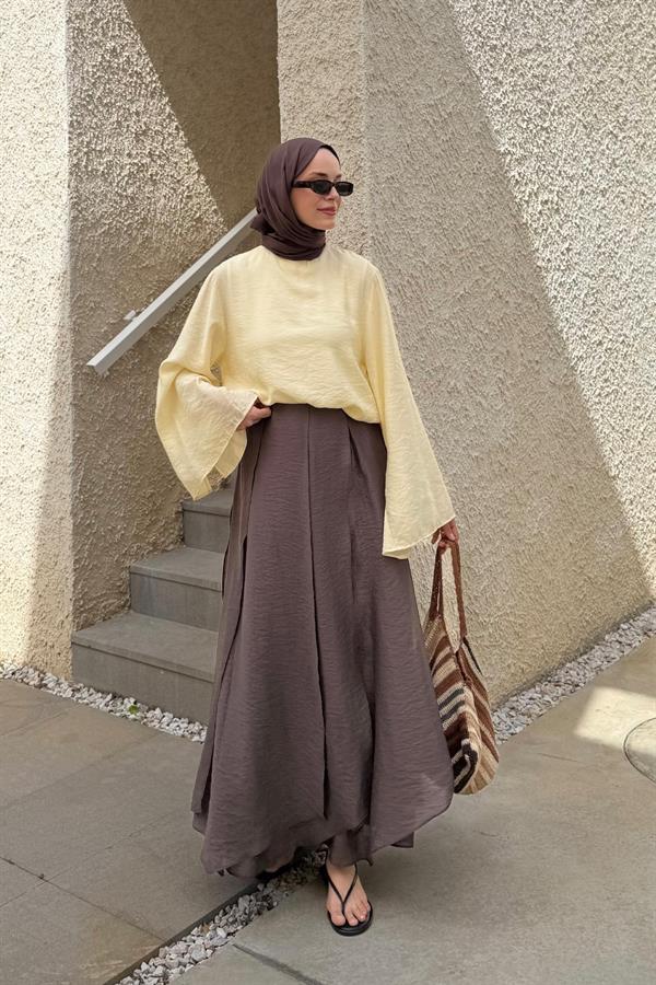 Kahve Cosey Asimetrik Etek 