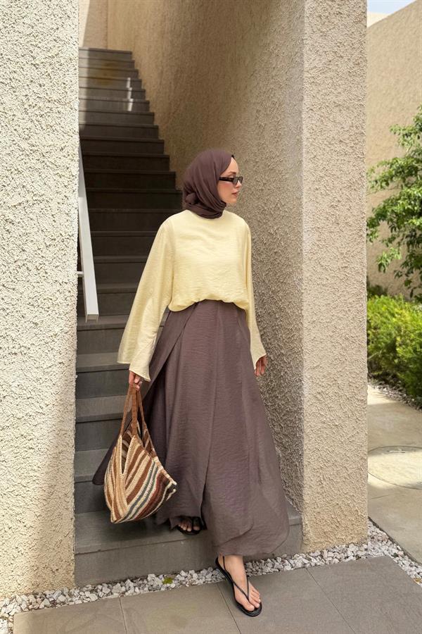 Kahve Cosey Asimetrik Etek 