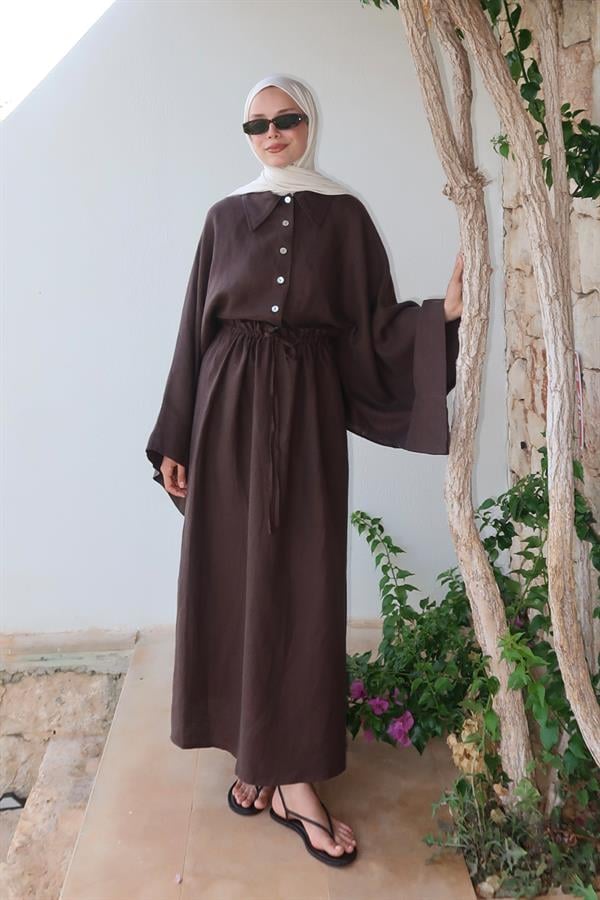 Kahve Nahla Maxi Etek