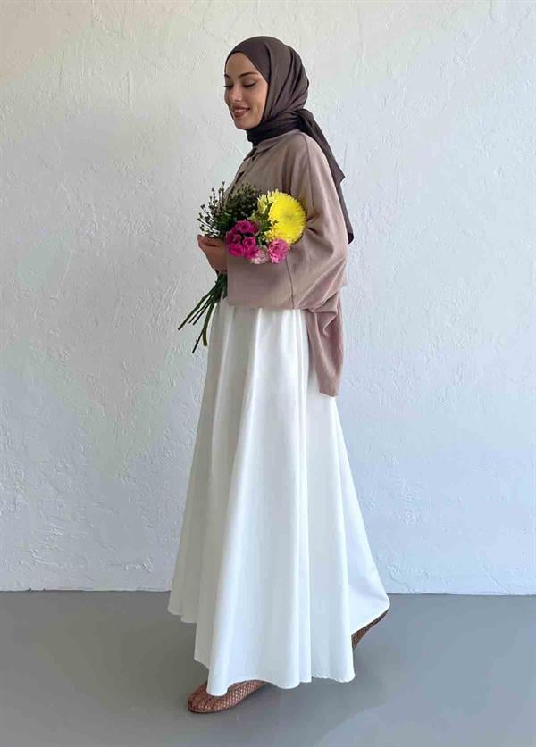 Tosca Ham Keten Gömlek Vizon