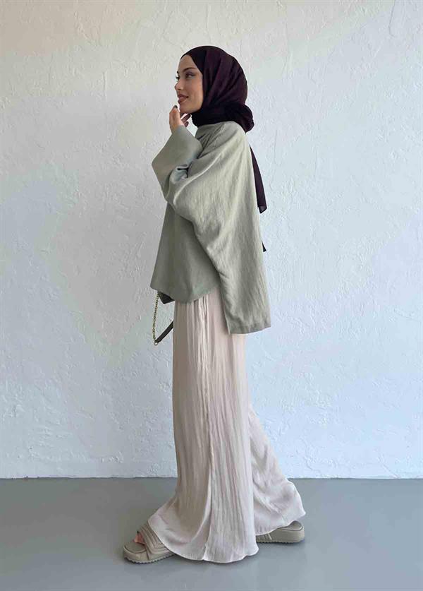 Tosca Ham Keten Gömlek Çağla Yeşili