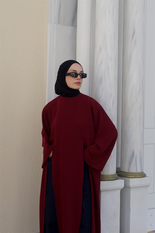 Kheesa Yırtmaç Detaylı Bluz Bordo