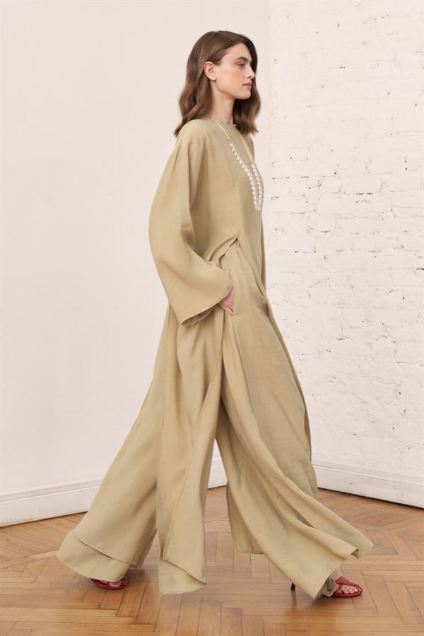 Kheesa Modal Blouse with Slit Details Green