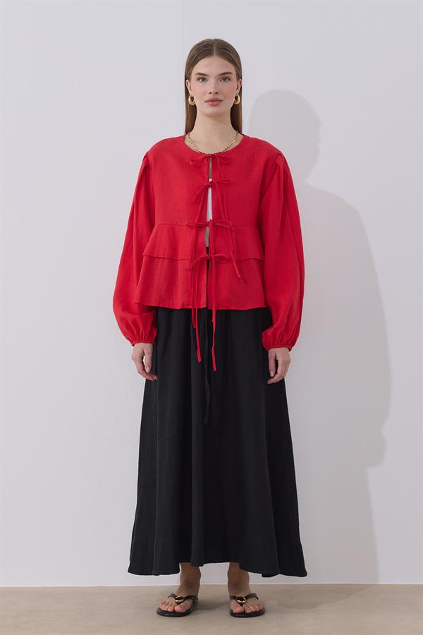 Costa Keten Bluz Kırmızı