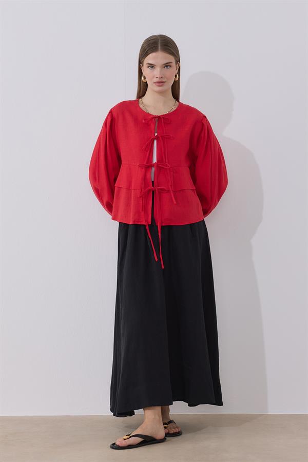 Costa Keten Bluz Kırmızı