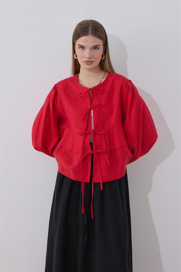 Costa Keten Bluz Kırmızı