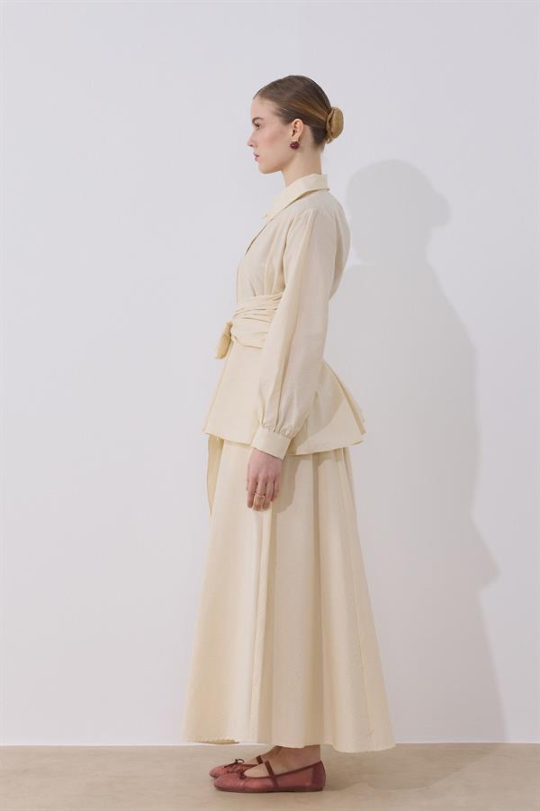 Clara Kuşaklı Takım Krem