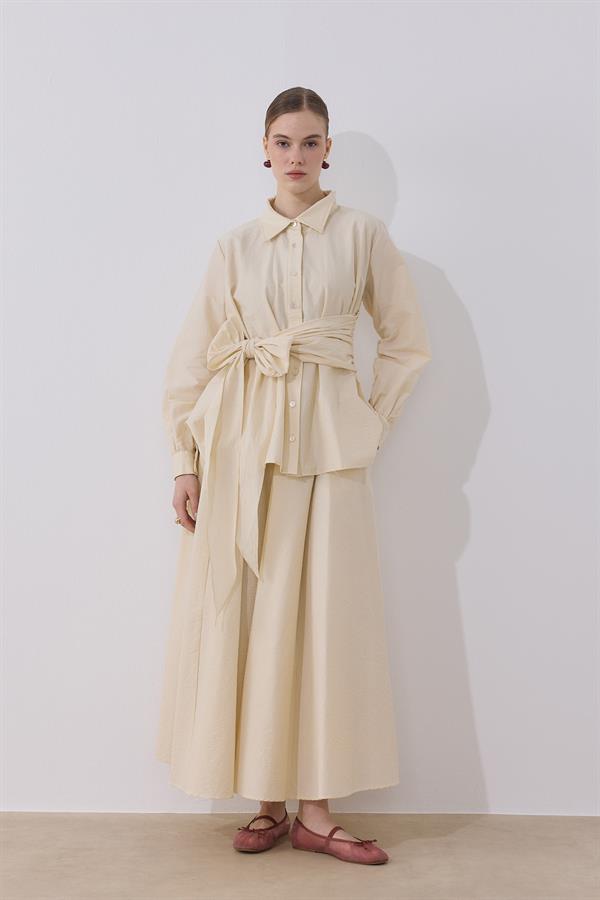 Clara Kuşaklı Takım Krem