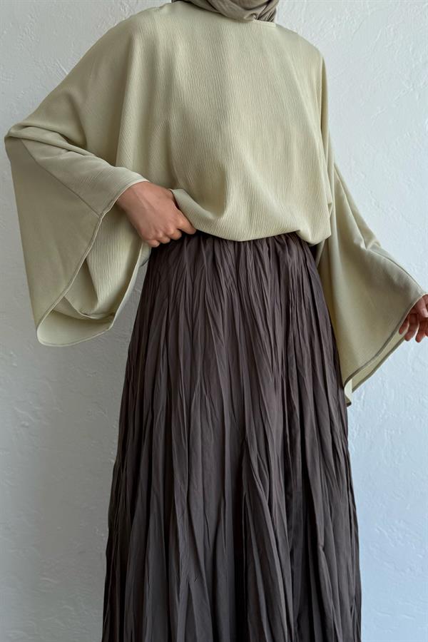 Küllü Kahve Vual Crush Etek 