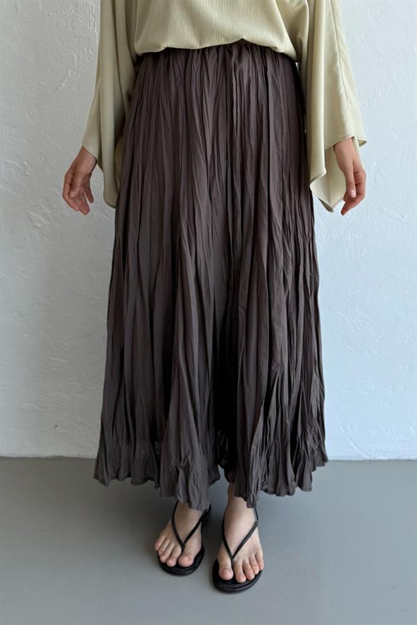 Küllü Kahve Vual Crush Etek 