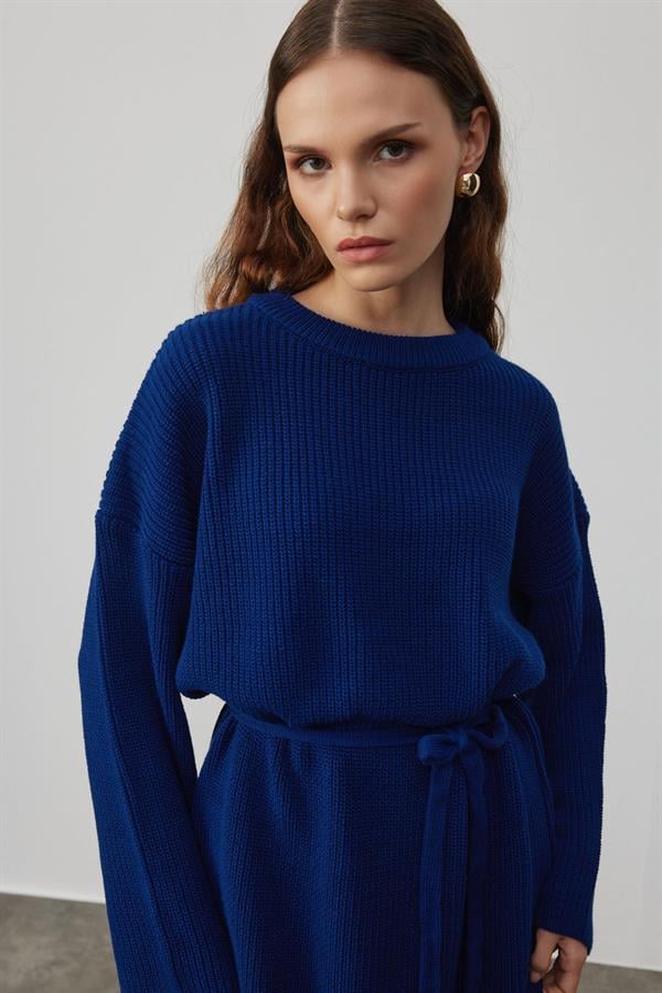 LACİVERT  TRİKO ELBİSİ