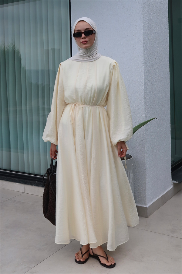 Jasmine Kup Dikişli Uzun Elbise Lemon