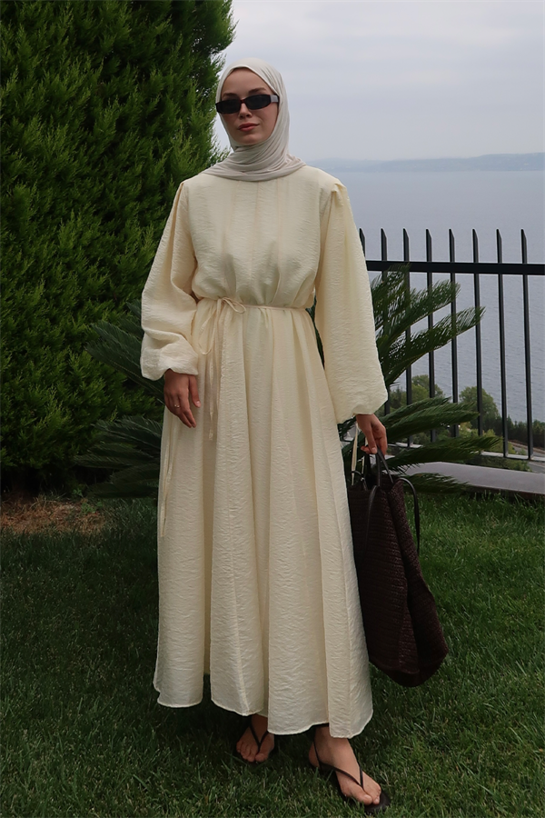 Jasmine Kup Dikişli Uzun Elbise Lemon