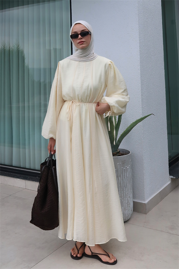 Jasmine Kup Dikişli Uzun Elbise Lemon