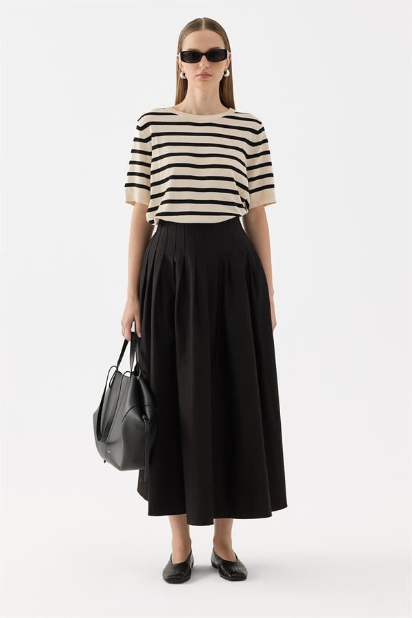 Siyah Luna Sık Pileli Etek