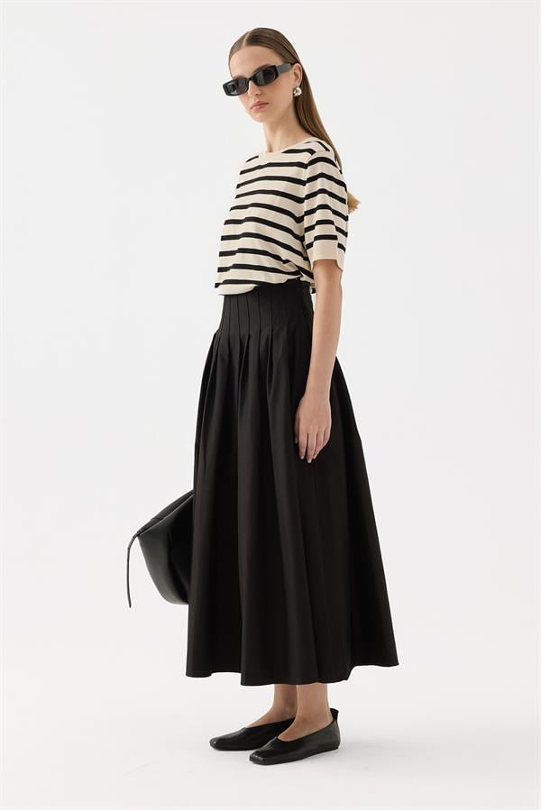 Siyah Luna Sık Pileli Etek