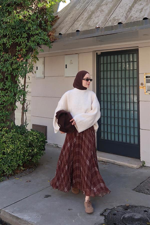 Mayssa Ekose Etek Kahve