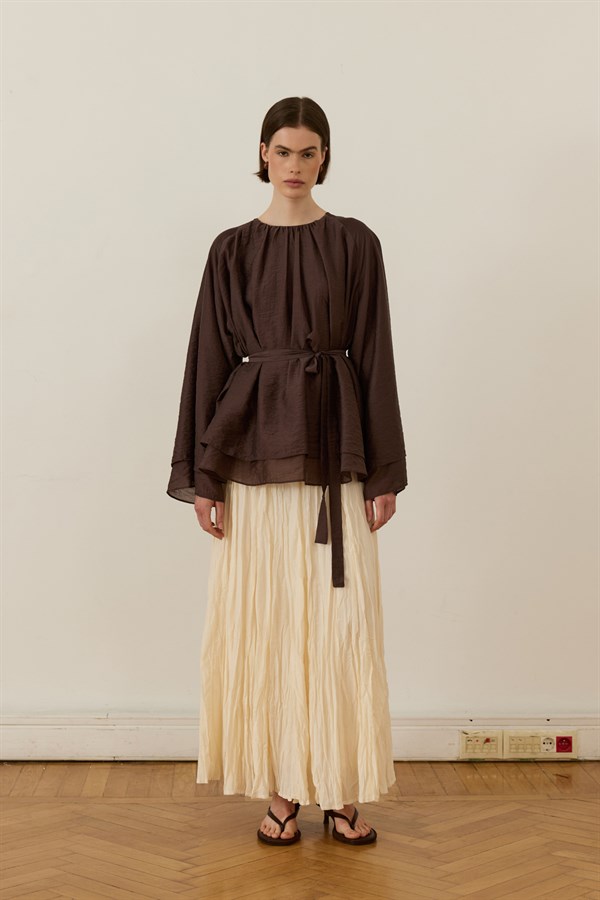 Medisa Draped Blouse Brown
