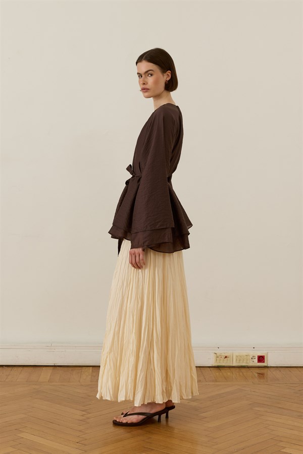 Medisa Draped Blouse Brown