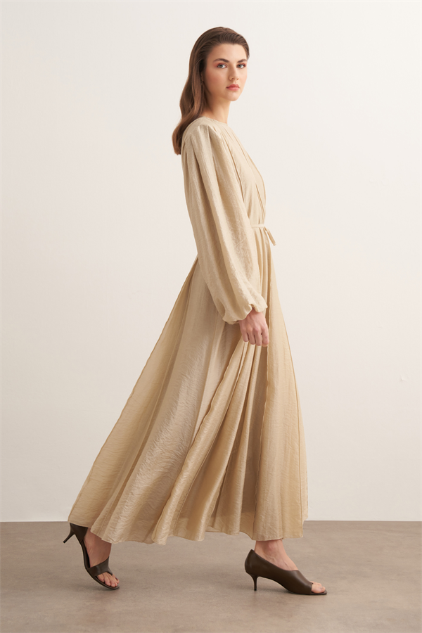 Monroe Nervür Dikişli Uzun Elbise Butter