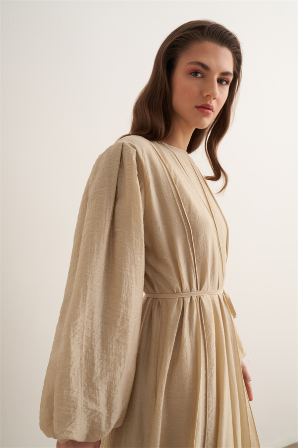 Monroe Nervür Dikişli Uzun Elbise Butter