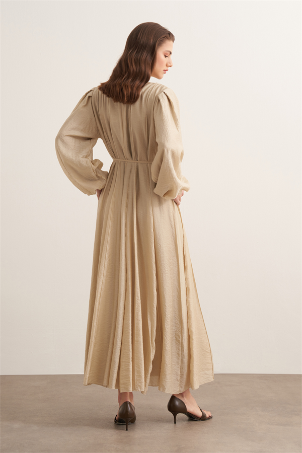 Monroe Nervür Dikişli Uzun Elbise Butter