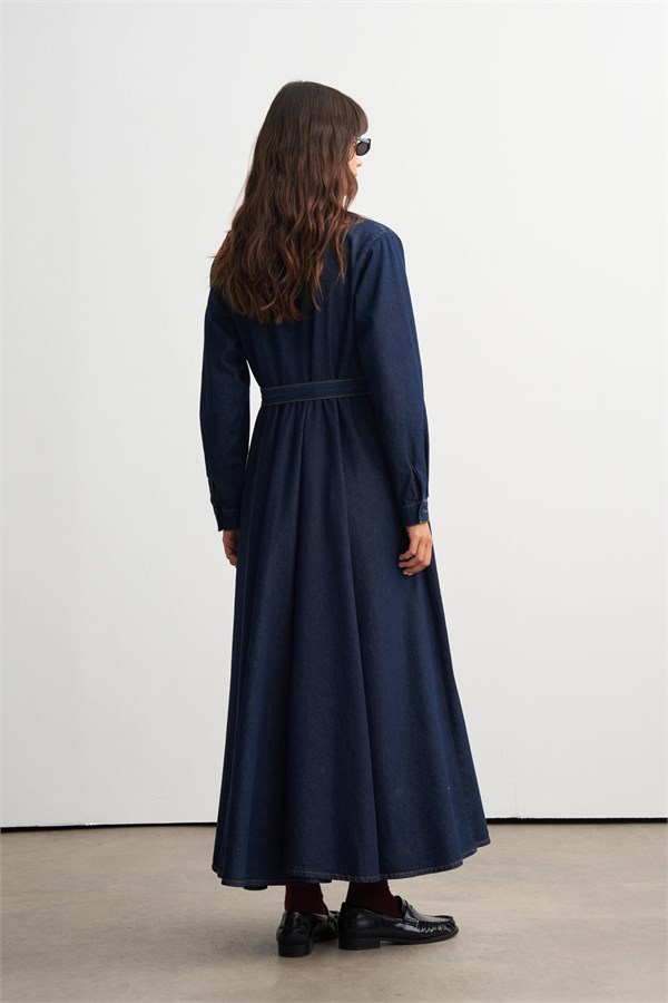 Nayra Denim Elbise Lacivert