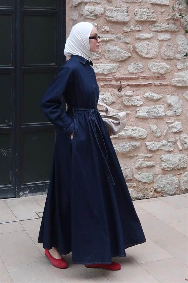 Nayra Denim Elbise Lacivert