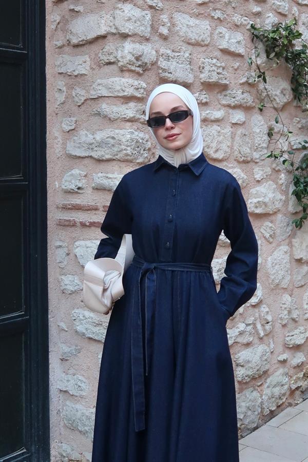 Nayra Denim Elbise Lacivert