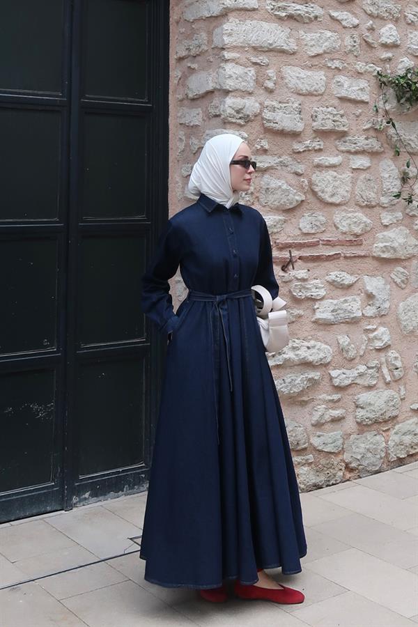 Nayra Denim Elbise Lacivert