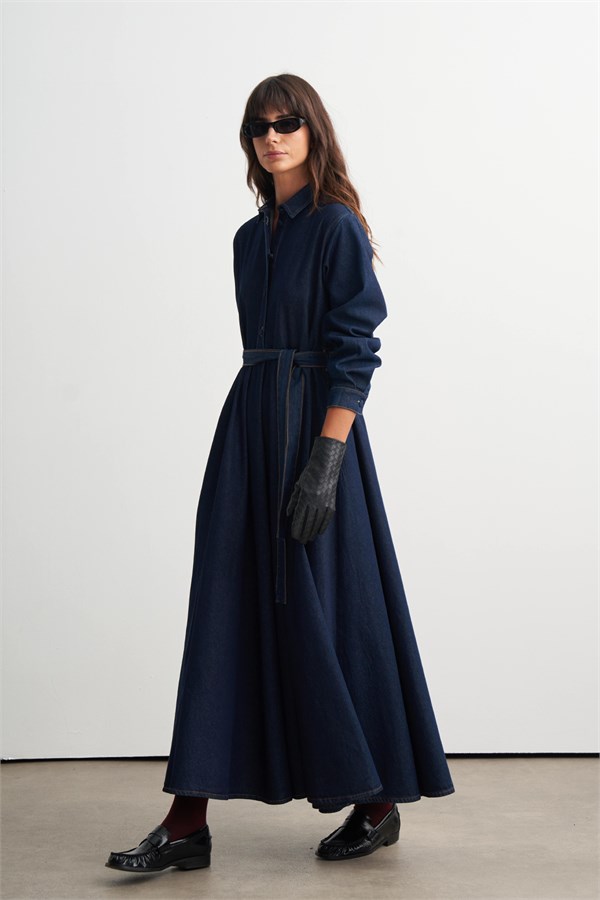 Nayra Denim Elbise Lacivert