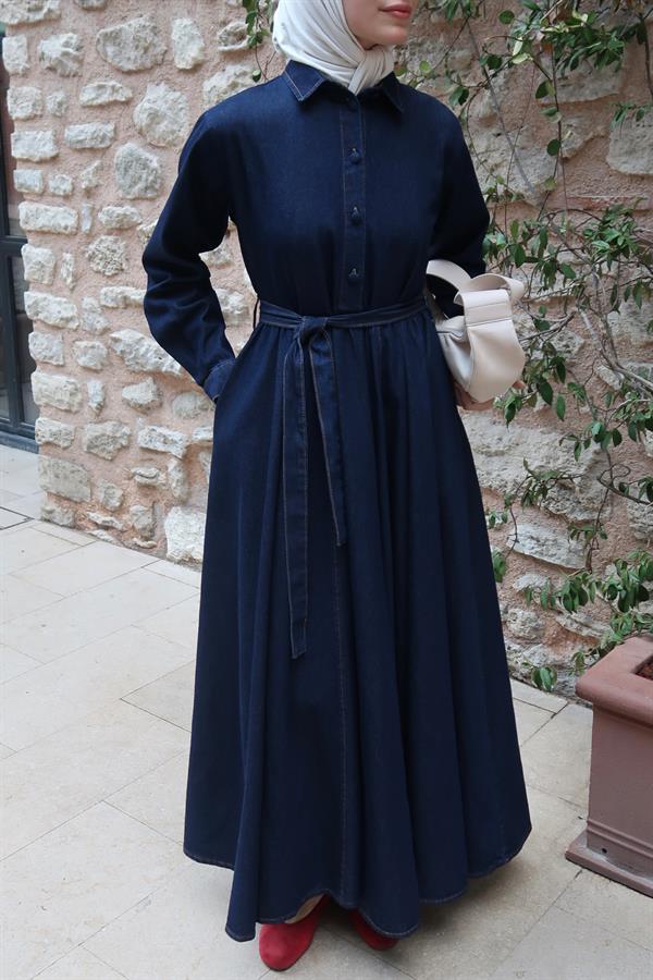 Nayra Denim Elbise Lacivert