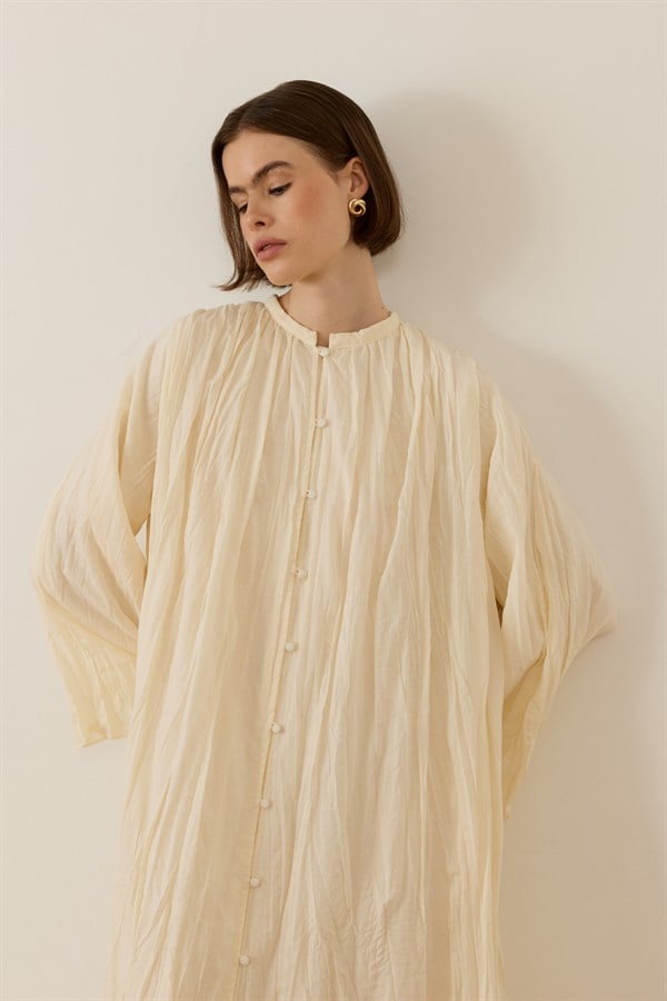 Noemi Crush Voile Dress Ecru