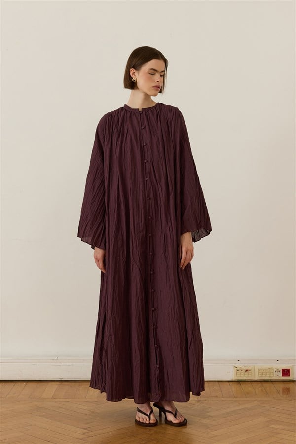 Noemi Crush Voile Dress Plum Color