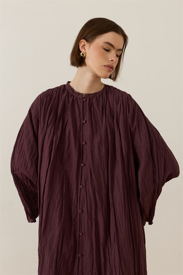 Noemi Crush Voile Dress Plum Color