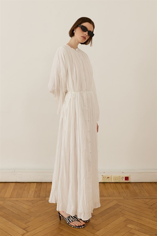 Noemi Crush Voile Dress Stone Color