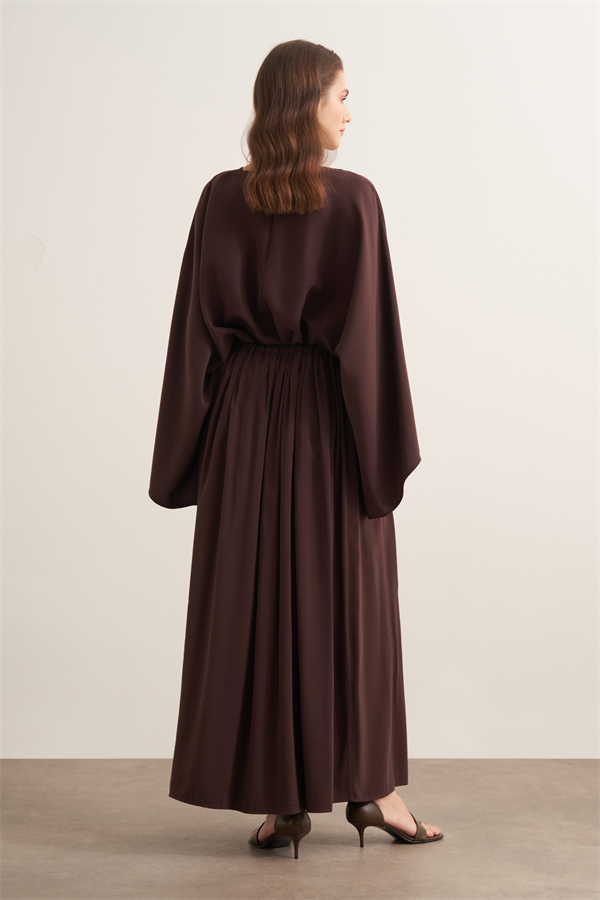 Noor Büzgülü Etekli Cupra Takım Acı Kahve