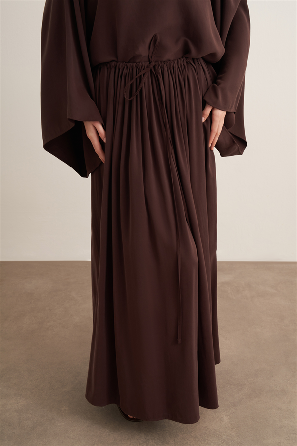 Noor Büzgülü Etekli Cupra Takım Acı Kahve