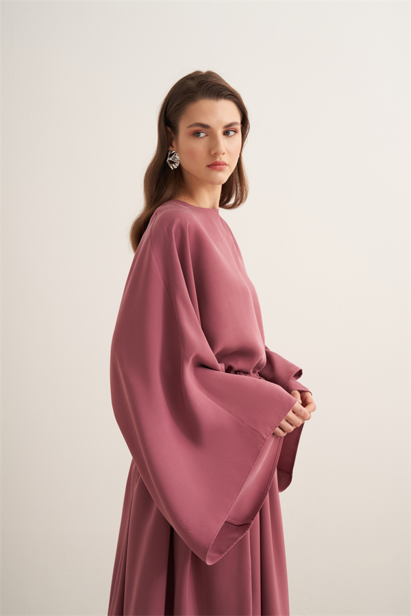 Noor Büzgülü Etekli Cupra Takım Gül Kurusu