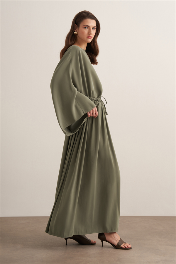 Noor Büzgülü Etekli Cupra Takım Haki