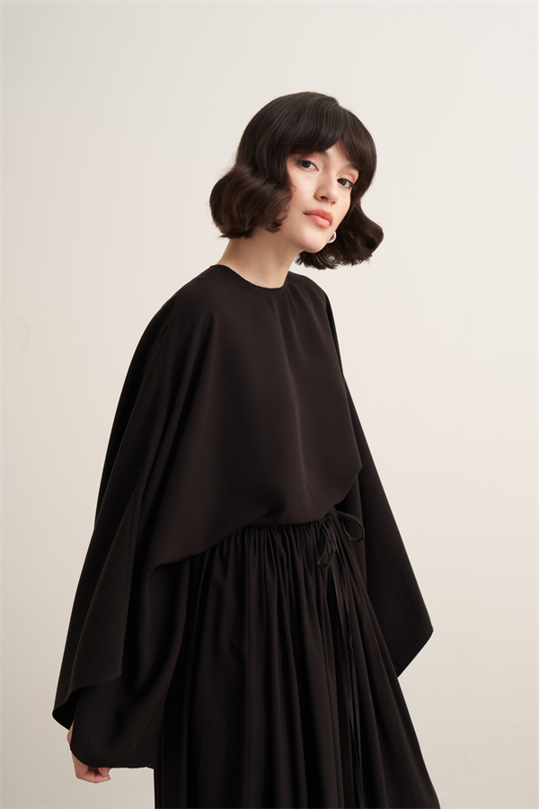 Noor Büzgülü Etekli Cupra Takım Siyah