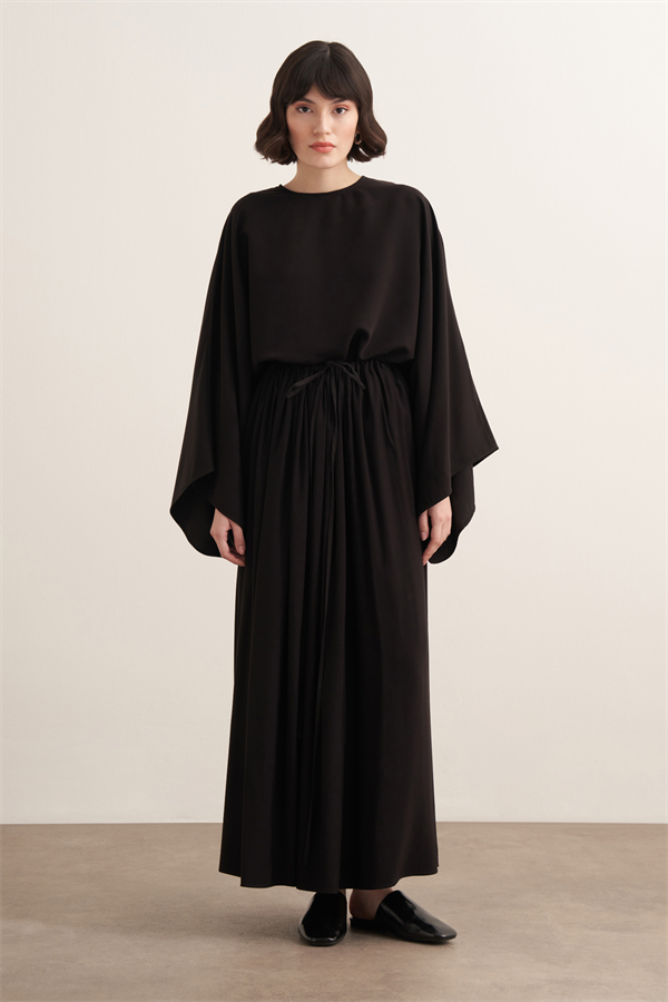 Noor Büzgülü Etekli Cupra Takım Siyah