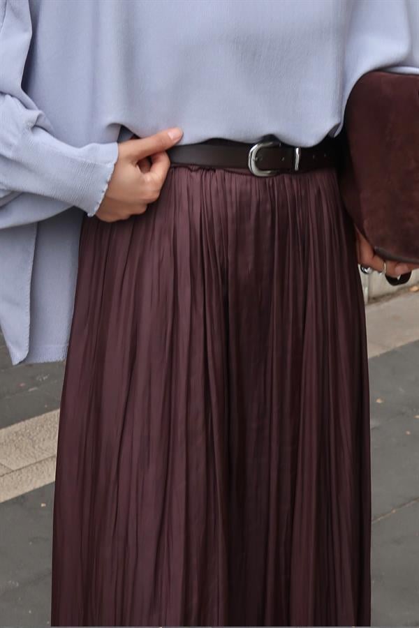 Olesya Saten Etek Kahve