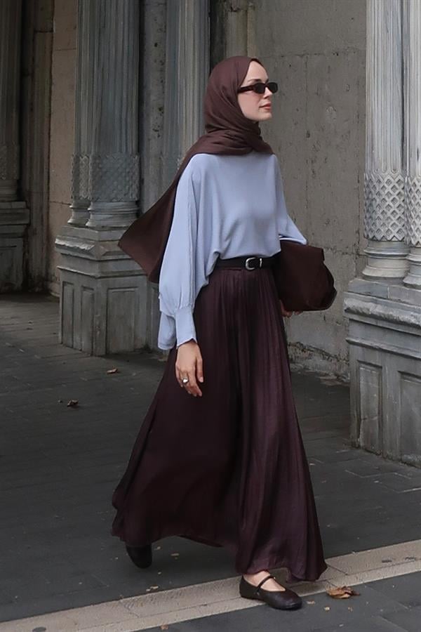 Olesya Saten Etek Kahve