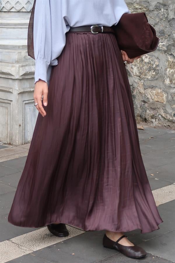 Olesya Saten Etek Kahve