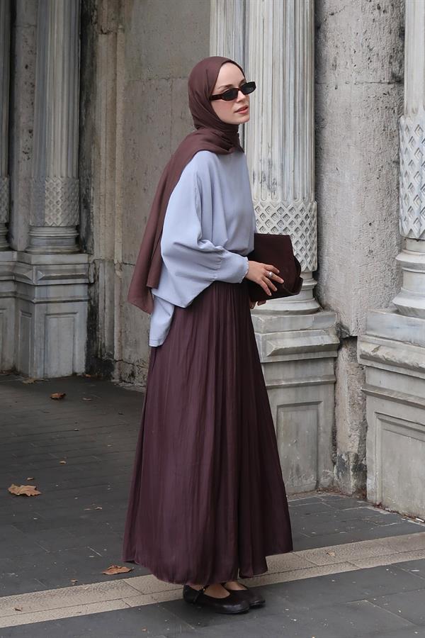 Olesya Saten Etek Kahve